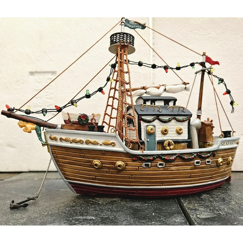 Carole Towne Seafarer Christmas Ship •Nautical Village Boat •Dual Power 2002